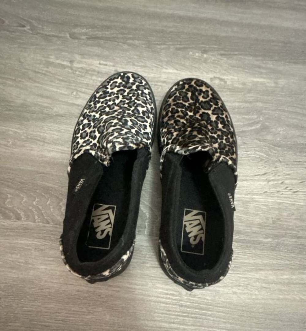 Vans Asher Slip On Leopard Black Shoes - Picture 3 of 5